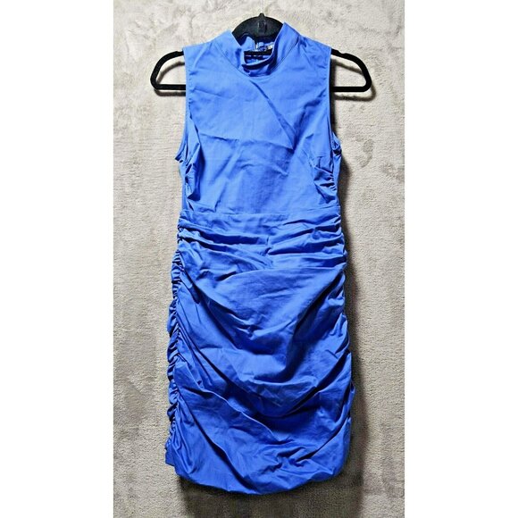 ALT Bella Swan Twilight Zara Mini Dress Bodycon Size Medium Cobalt Blue Ruched - Picture 4 of 12
